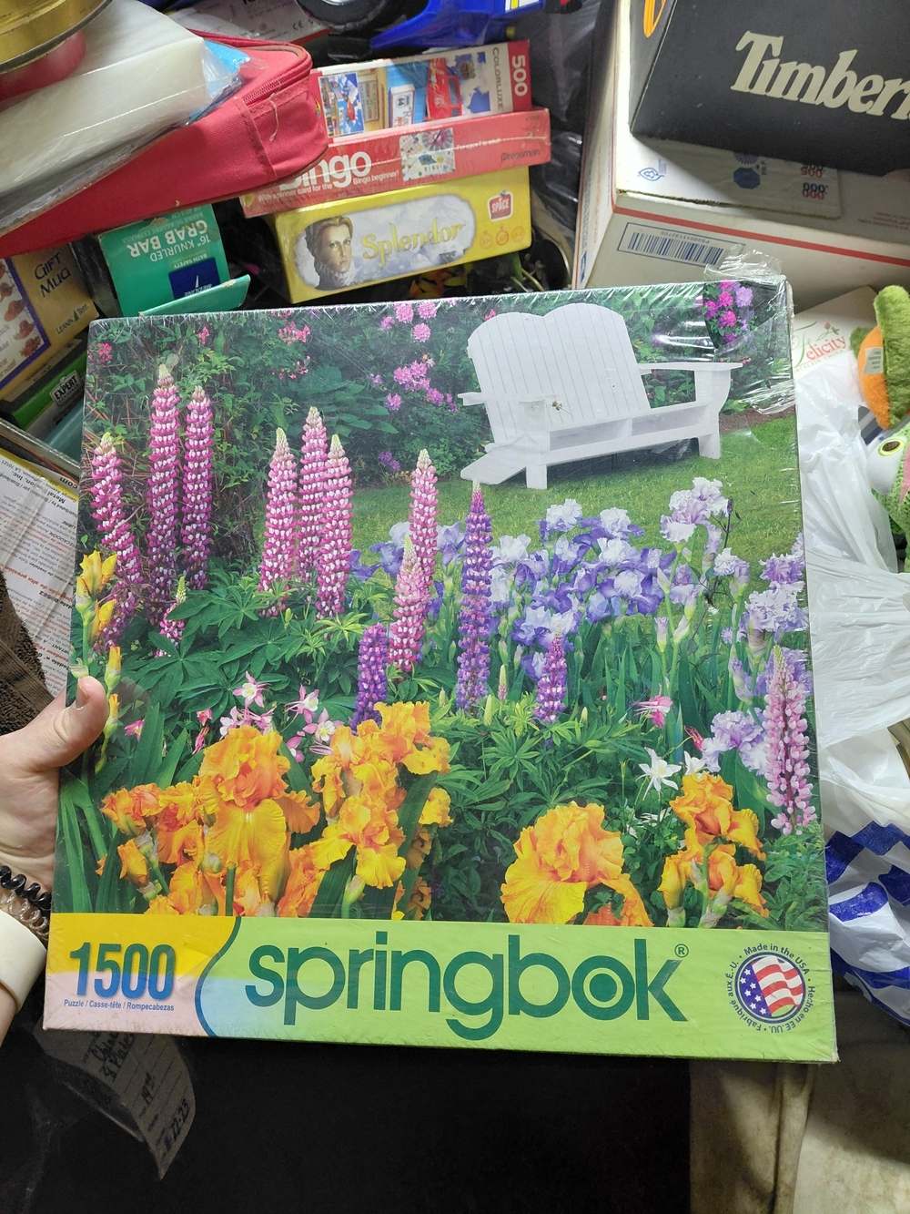 Springbok 1500-Piece Spring Garden Puzzle - White Chair & Multicolor Flowers